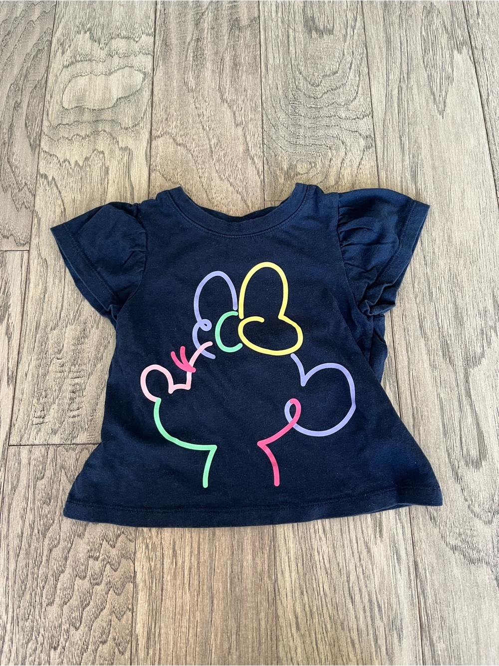 GAP Navy Short Sleeve Tee with Neon Minnie Outline